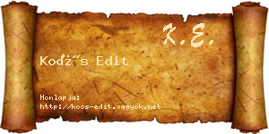 Koós Edit névjegykártya